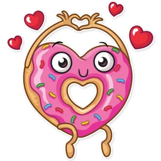 ❤ bánh donut, trái tim, tình yêu, ngọt ngào, thức ăn, tráng miệng, hoạt hình telegram sticker