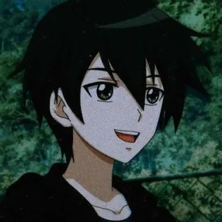 🐾 anime, dibujos animados, niño, personaje, pelo negro, sonriendo telegram sticker
