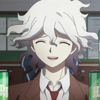 😅 Nagito Komaeda Danganronpa anime, smiling, white hair, male, danganronpa telegram sticker