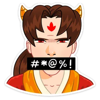 🤬 #*@%! angry, cartoon, red, horns, swear, sticker telegram sticker