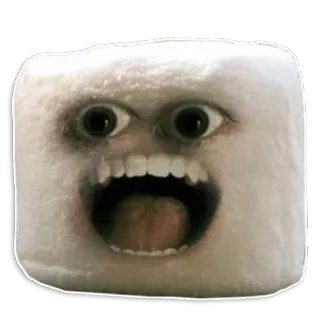 😫 inquietante, marshmallow, spaventoso, cibo, mostro, divertente telegram sticker
