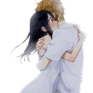 ❤ coppia, abbraccio, romance, affetto, amore, anime telegram sticker