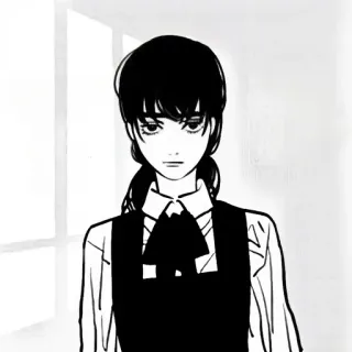 🖤 Asa Mitaka Chainsaw Man Anime, Manga, Chainsaw Man, Asa Mitaka, Personaggio, Ragazza, Seria, Bianco e Nero whatsapp sticker