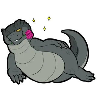 😘 Reptil, Alligator, Rose, Cartoon, Tier, Sticker telegram sticker