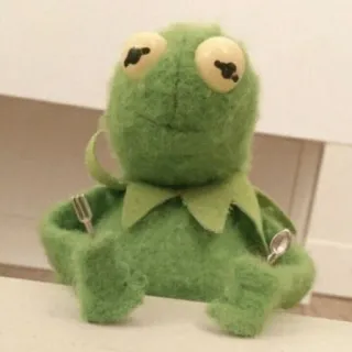 😋 Kermit Kermit la grenouille, Muppet, marionnette, affamé, cuillère, fourchette, nourriture telegram sticker