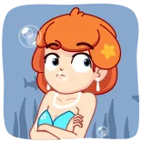 😬 Meerjungfrau, Cartoon, Meer, Ozean, Süß, Figur, Orange Haare telegram sticker
