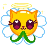 😇 kucing, bunga, malaikat, imut, kawaii whatsapp sticker