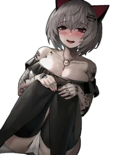 😍 garota anime, orelhas de gato, tatuagens, anime, personagem, arte telegram sticker