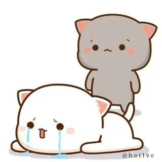 😐 @hotlve cat, sad, crying, kawaii, cute, cartoon, emotions telegram sticker