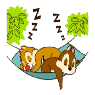 😴 Chip and Dale cartoon, sleeping, hammock, Chip, Dale, Disney, animals, sleepy telegram sticker