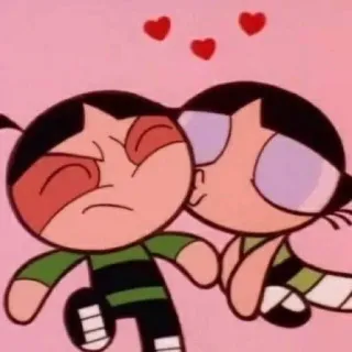 😘 Buttercup Powerpuff Girls cartone animato, bacio, romance, carino, affetto, Le Superchicche, Lolly telegram sticker