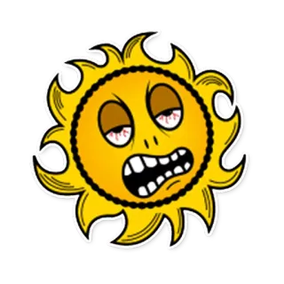 🌤 태양, 만화, 얼굴, 노란색, 취함, 지침 telegram sticker
