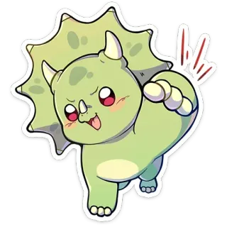 ✊ 공룡, 트리케라톱스, 귀여운, 만화, 동물, 스티커 telegram sticker