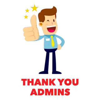 😶 THANK YOU ADMINS merci, admins, bureau, pouce levé, étoiles telegram sticker
