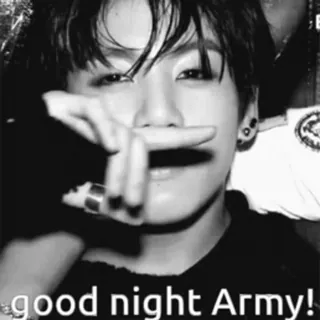 🎈 good night Army! k-pop, goedenacht, army, groet, zwart wit telegram sticker