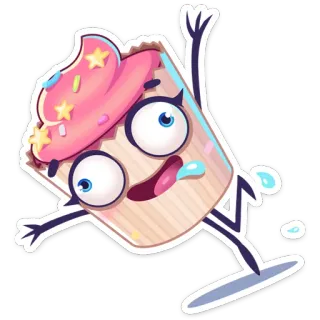 🏃‍♂️ 纸杯蛋糕, 卡通, 甜点, 甜, 搞笑, 快乐, 食物 telegram sticker