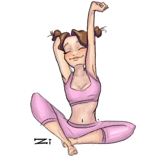 😌 Yoga, Exercice, Fitness, Femme, Étirement, Dessin animé whatsapp sticker