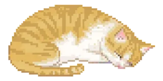 🧡 cat, sleeping, pixel art, animal, domestic telegram sticker