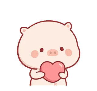⭐ pig, heart, love, cute, animal whatsapp sticker