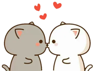 😘 koty, miłość, słodkie, pocałunek, serca, kreskówka whatsapp sticker