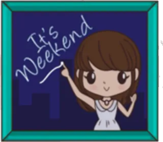 😊 It's Weekend weekend, girl, cartoon, happy, celebration, fun whatsapp sticker