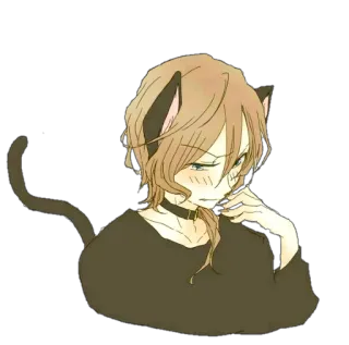 😳 gato, anime, orelhas de gato, neko, fofo, mangá telegram sticker