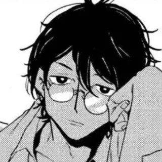 🛹 Anime, Manga, Personaje, Hombre, Gafas, Aburrido, Ilustración telegram sticker
