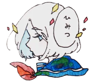 😶 ひみつ Phong cách anime, Nhân vật, dễ thương, Minh họa, Cô gái, Văn bản tiếng Nhật telegram sticker