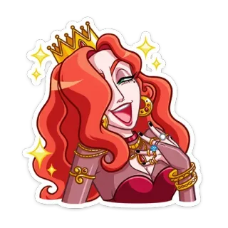 👸 cartoon, woman, crown, red hair, jewelry, queen telegram sticker