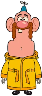 ☔ Uncle Grandpa cartoon, character, yellow robe, mustache telegram sticker