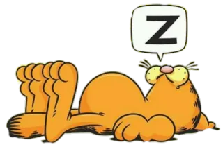 😴 Garfield Z Garfield, gato, dormindo, desenho animado, preguiçoso, gato laranja telegram sticker