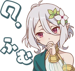 🤔 ふむ anime, girl, thinking, question, cute telegram sticker
