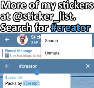 ℹ️ More of my stickers at @sticker_list.
Search for #creator stickers, réseaux sociaux, telegram, hashtag, créateur telegram sticker