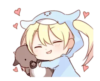 ❤️ cute, anime, cartoon, kawaii, hearts, baby, animal whatsapp sticker