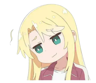 😁 anime, chica, linda, dibujo animado, rubia, presumida telegram sticker