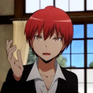🤟 Karma Akabane Assassination Classroom Anime, Karma, Akabane, Assassination Classroom, cabelo vermelho, personagem whatsapp sticker