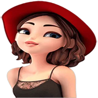 🙂 kobieta, kreskówka, kapelusz, portret, postać telegram sticker