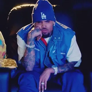 💡 Chris Brown celebrità, cantante, uomo, LA Dodgers telegram sticker