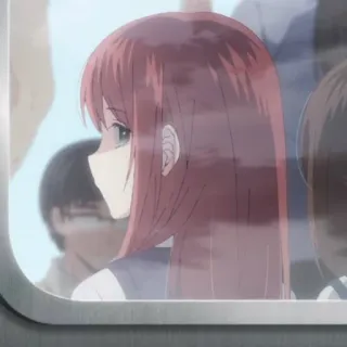 🍁 anime, mujer, ventana, tren, chica, pasajero telegram sticker