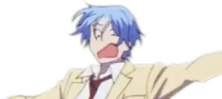 😱 Anime, Charakter, Männlich, Schuluniform, Blaue Haare telegram sticker