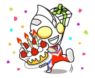 🎂 Ultraman ulang tahun, kue, perayaan, hadiah, pahlawan, kartun, Ultraman telegram sticker