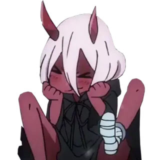 😝 Zero Two Darling in the Franxx Anime, Zero Two, Chibi, Süß, Darling in the Franxx, Kawaii, Cartoon telegram sticker