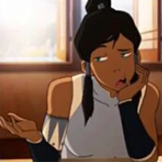 😒 Korra The Legend of Korra Korra, Avatar, ennuyé, indifférent, dessin animé, animation telegram sticker