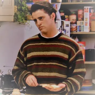 🤨 Joey Tribbiani Friends joey tribbiani, friends, série tv, sandwich, sitcom années 90, sitcom, comédie, personnage telegram sticker