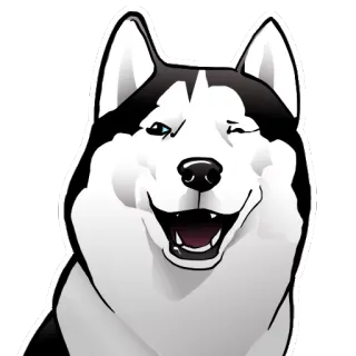 😏 chó, husky, động vật, cười, phim hoạt hình telegram sticker