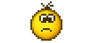🙁 Emoji, Verdrietig, Geel, Pixelart telegram sticker