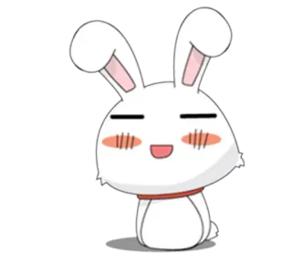 😑 lapin, animal, mignon, dessin animé, blanc, souriant, bunny whatsapp sticker