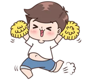 👯 Cheerleader, Dessin animé, Pompons, Joyeux, Saut, Célébration, Enthousiasme telegram sticker