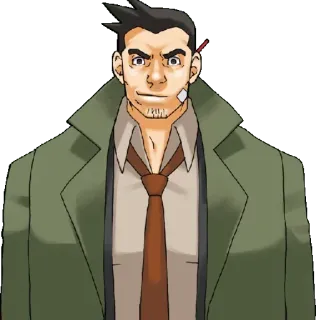 😑 Dick Gumshoe Ace Attorney 探偵, 私立探偵, 捜査官, 警察, 包帯 telegram sticker