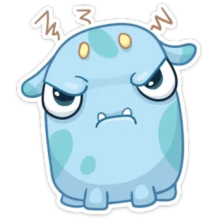 👿 mostro, cartone animato, carino, adesivo, blu, divertente, personaggio telegram sticker